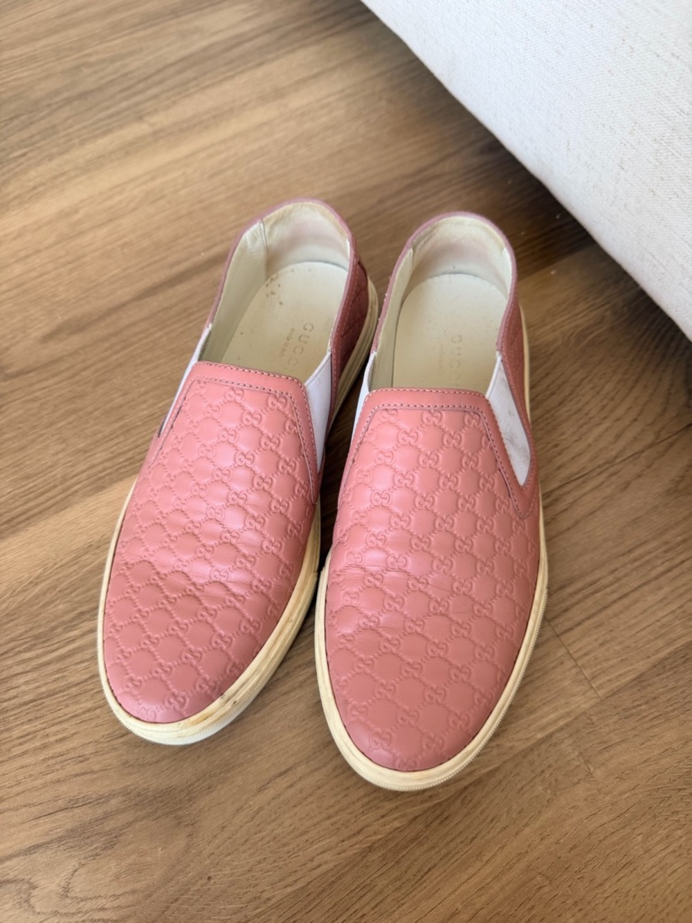 Gucci Rose Pink GG Embossed Slip-On Sneakers - Picture 3 of 6